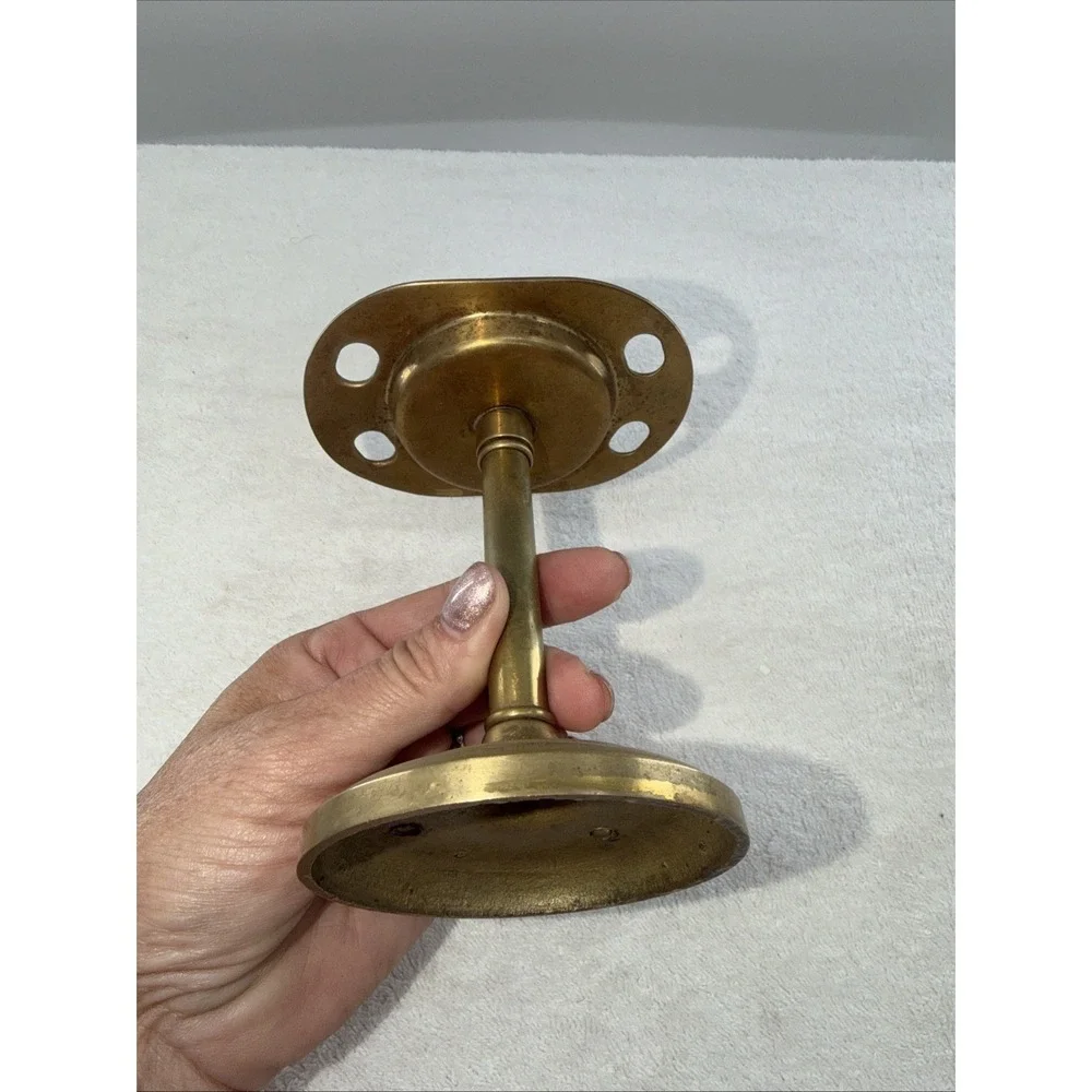 Antique Industrial Brass 4 Toothbrush & Tumbler Vanity Stand 1900s Deco Primitiv